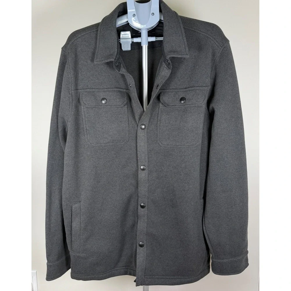 Banana Republic Polartec Fleece Shirt Jacket Mens XXL Tall Gray Snap Shacket